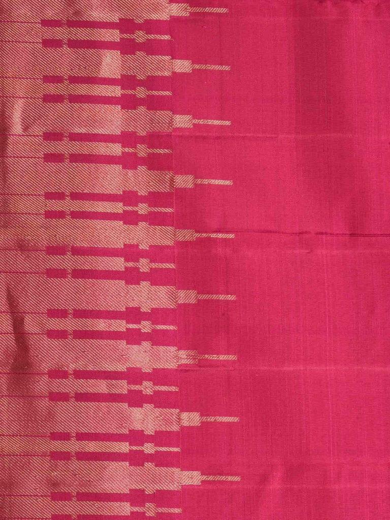 Pink Kanchipuram Silk Handloom Saree with Border Temple Design K442
