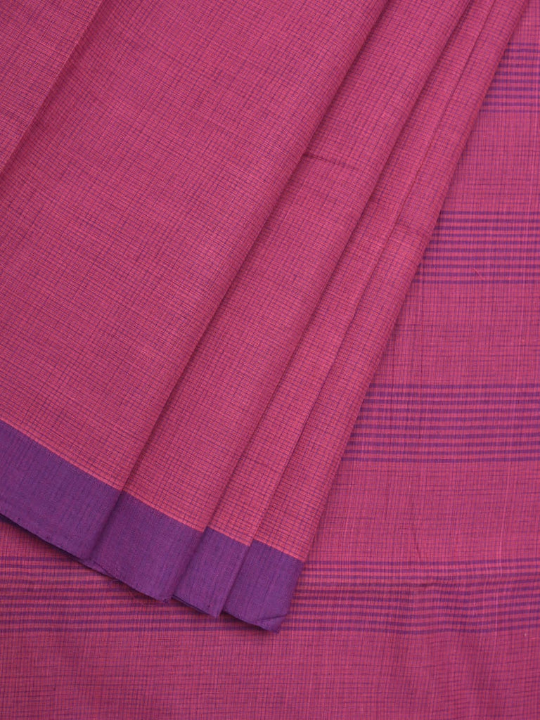 Pink Mangalgiri Cotton Handloom Saree with Small Checks Design mn0060