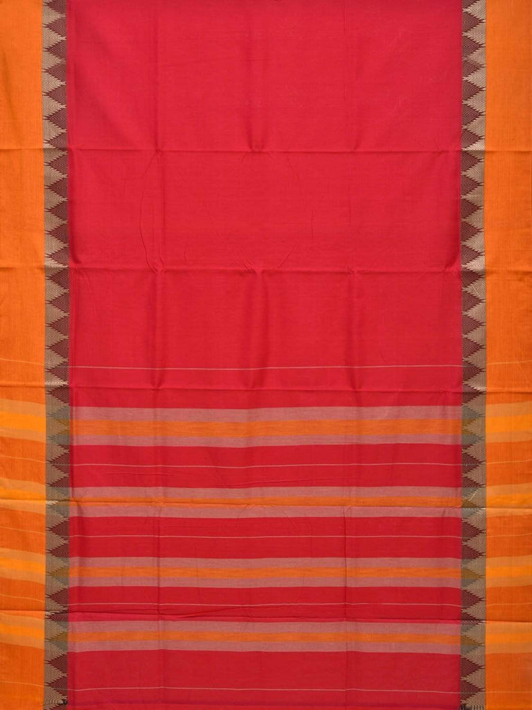 Pink Narayanpet Cotton Handloom Plain Saree with Temple Border Design No Blouse np0228