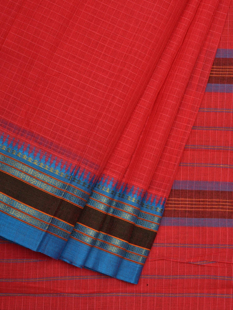 Pink Narayanpet Cotton Handloom Saree with Checks Design No Blouse np0532