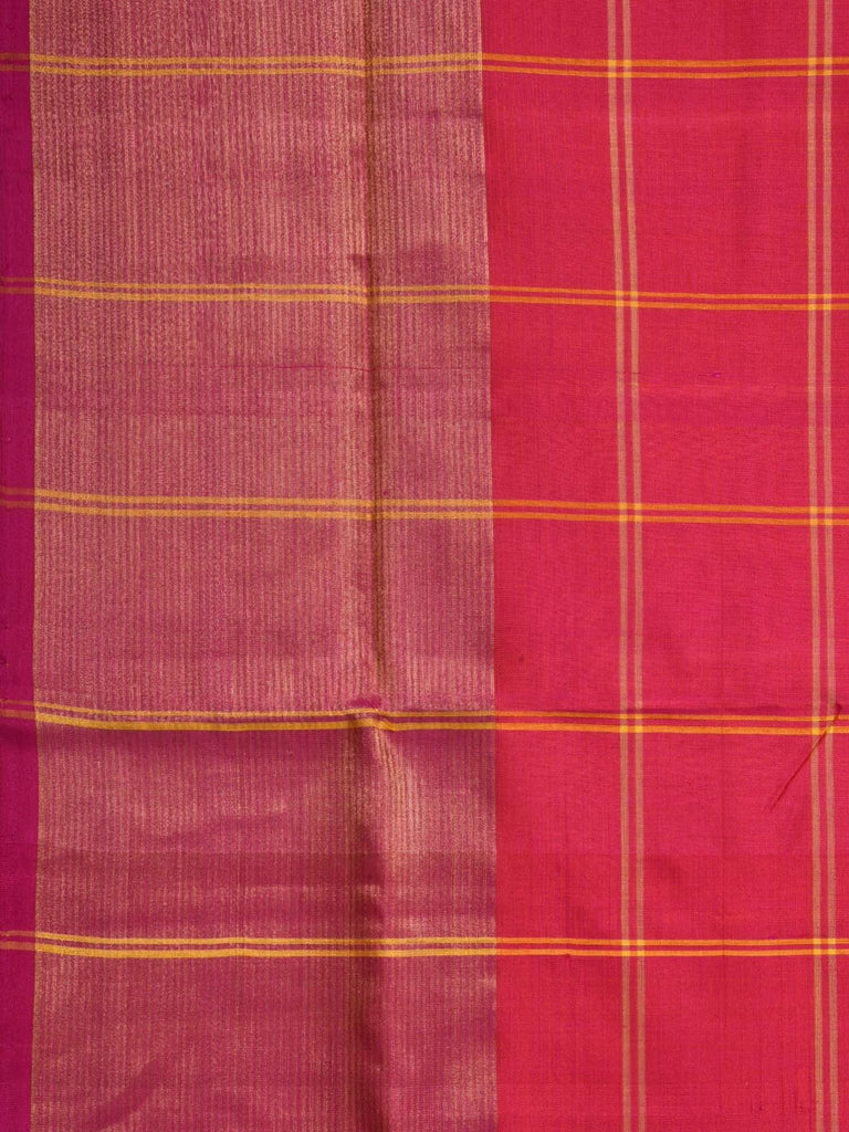 Pink Uppada Silk Handloom Saree with Checks and Contrast Pallu Design u1502
