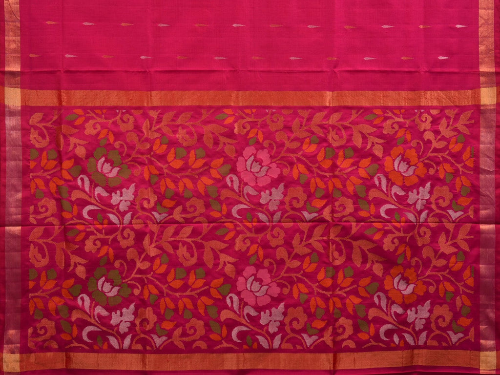 Pink Uppada Silk Handloom Saree with Floral Pallu Design u1894