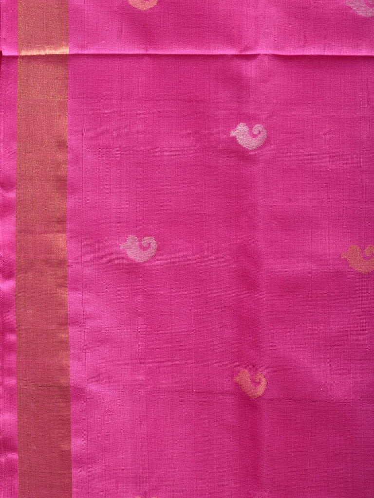 Pink Uppada Silk Handloom Saree with Grill Pallu Design u1884