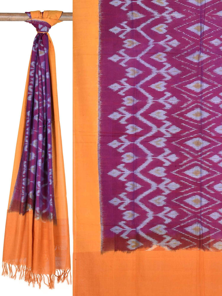 Purple and Orange Pochampally Ikat Cotton Handloom Dupatta with Geometrical Design ds1695