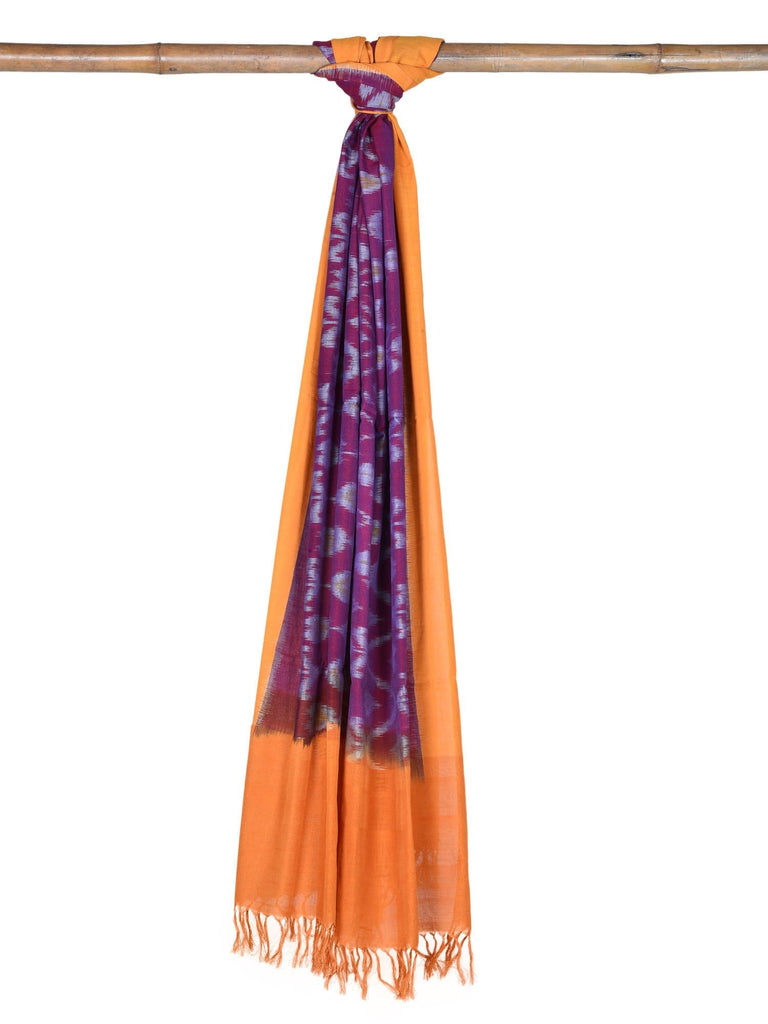 Purple and Orange Pochampally Ikat Cotton Handloom Dupatta with Geometrical Design ds1695