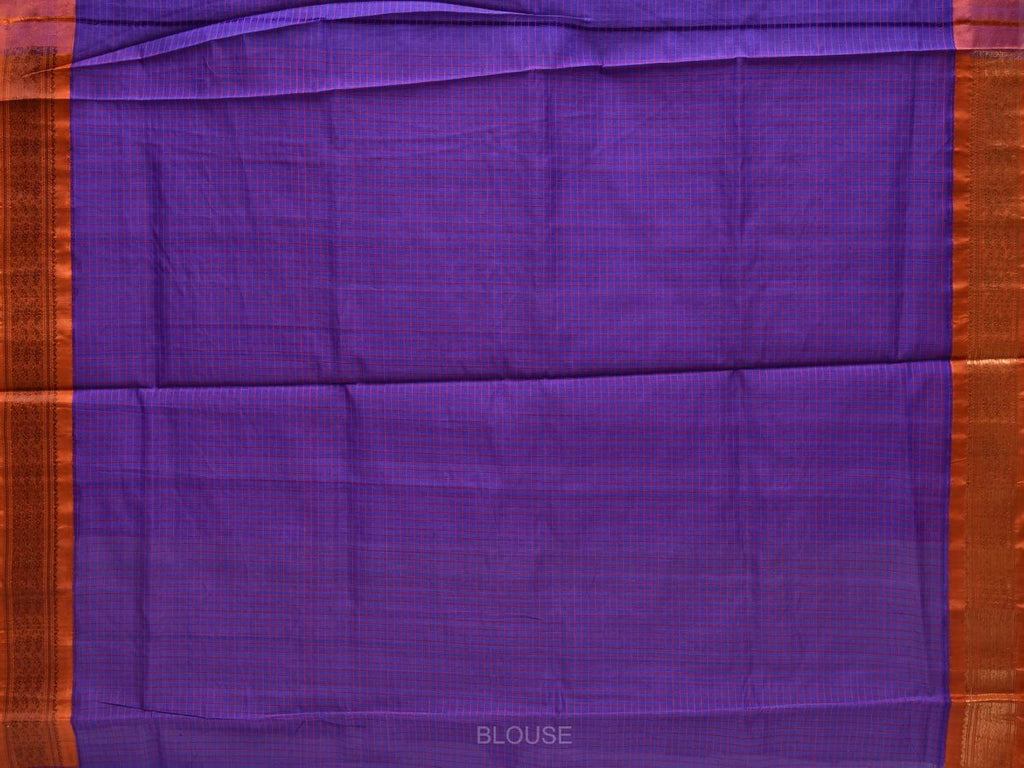 Purple and Rust Gadwal Silk Handloom Saree with Checks Design g0258