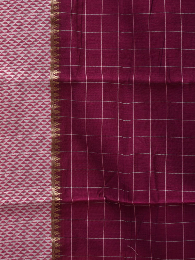 Purple Bamboo Cotton Saree with Checks Design bc0050