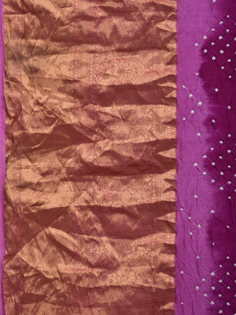 Purple Bandhani Kanchipuram Silk Handloom Saree with Pallu Design bn0430