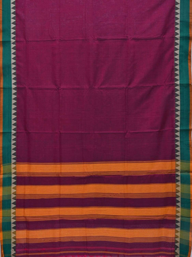 Purple Narayanpet Cotton Handloom Plain Saree with Temple Border Design No Blouse np0230