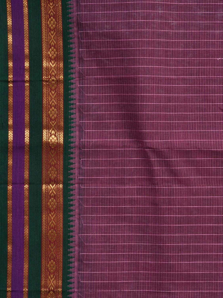 Purple Narayanpet Cotton Handloom Saree with Checks and Border Design No Blouse np0243