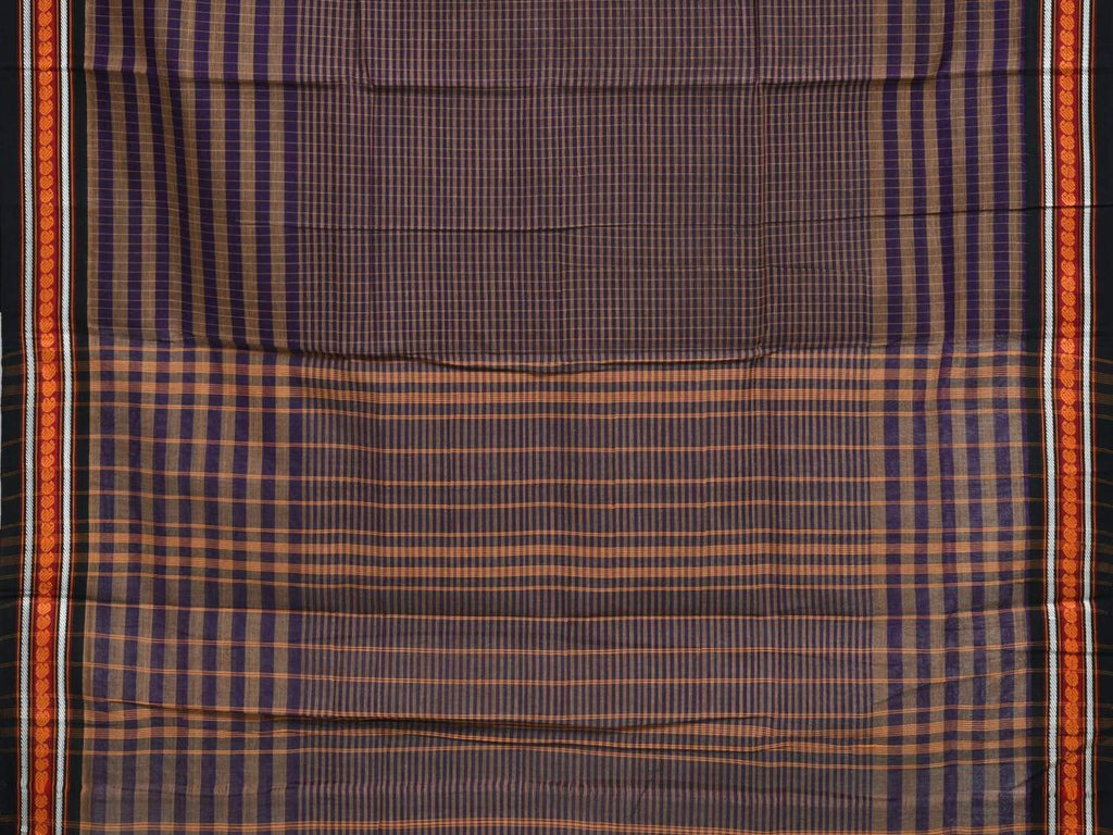 Purple Narayanpet Cotton Handloom Saree with Checks and Strips Design No Blouse np0251