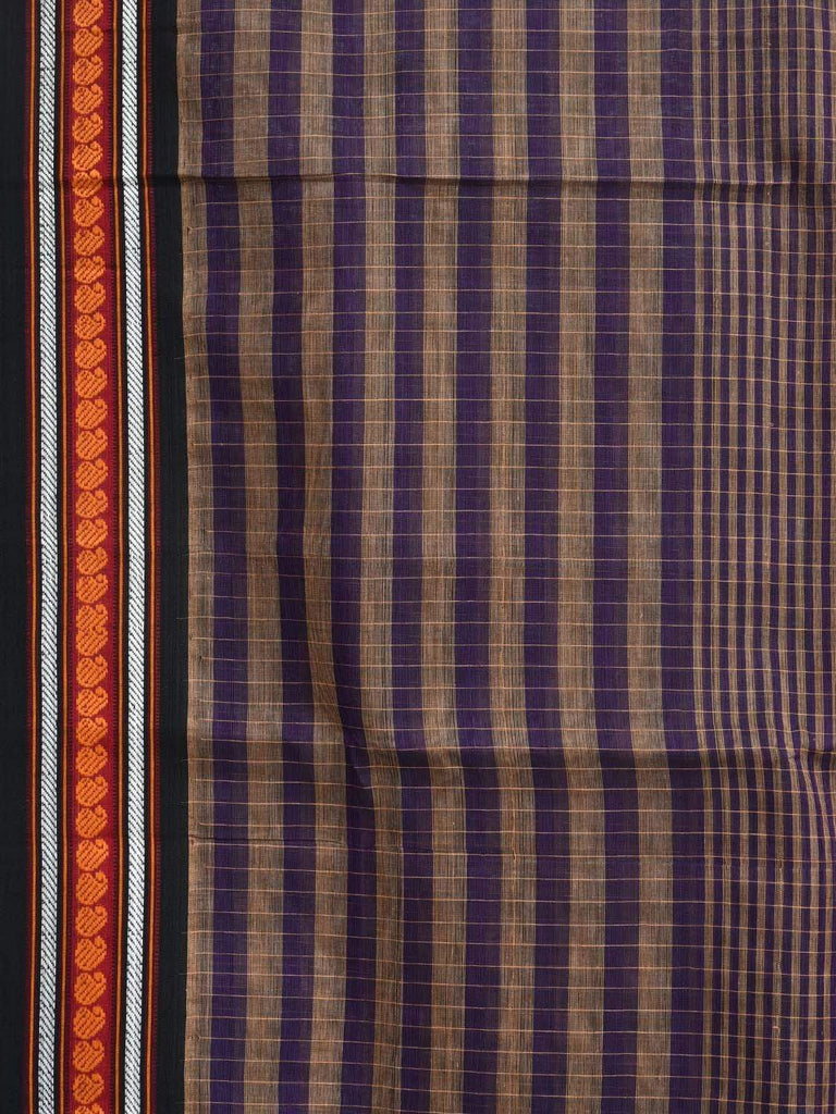 Purple Narayanpet Cotton Handloom Saree with Checks and Strips Design No Blouse np0251