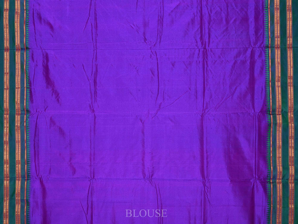 Purple Narayanpet Silk Handloom Plain Saree with Temple Border No Blouse Np0183