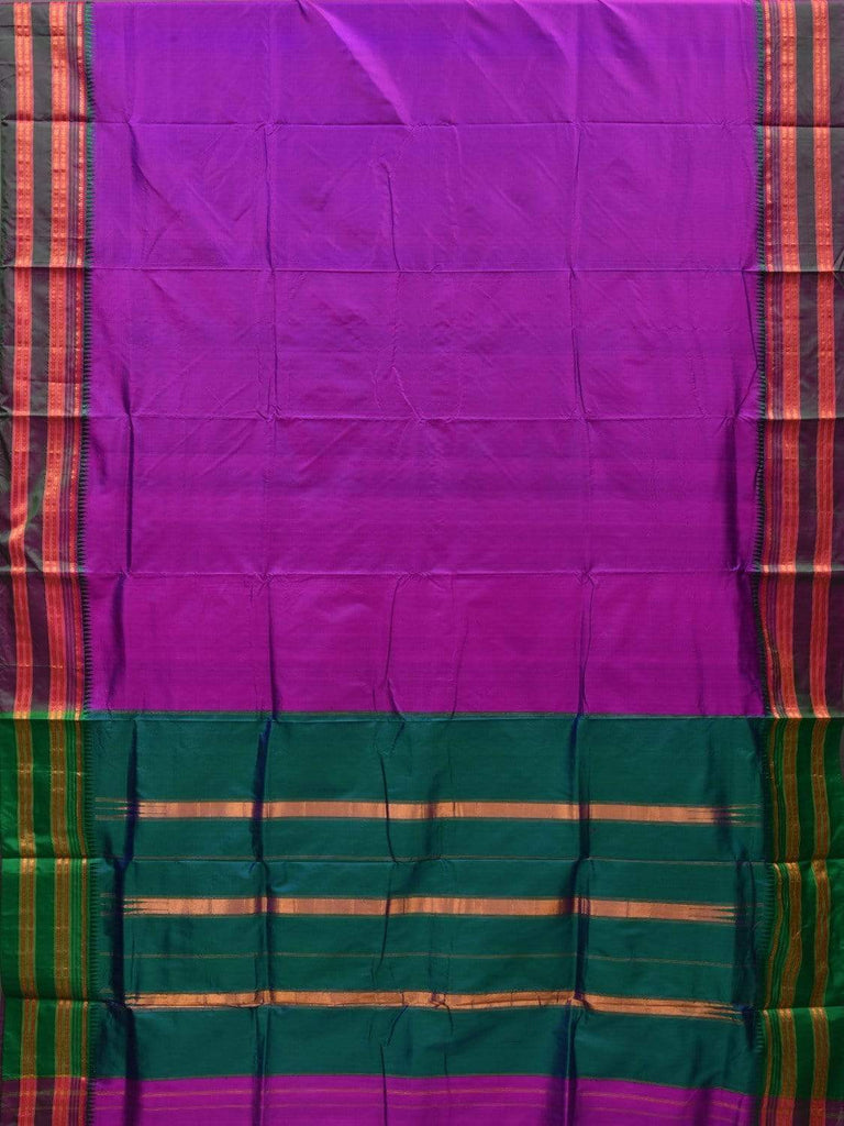 Purple Narayanpet Silk Handloom Plain Saree with Traditional Border Design No Blouse np0460