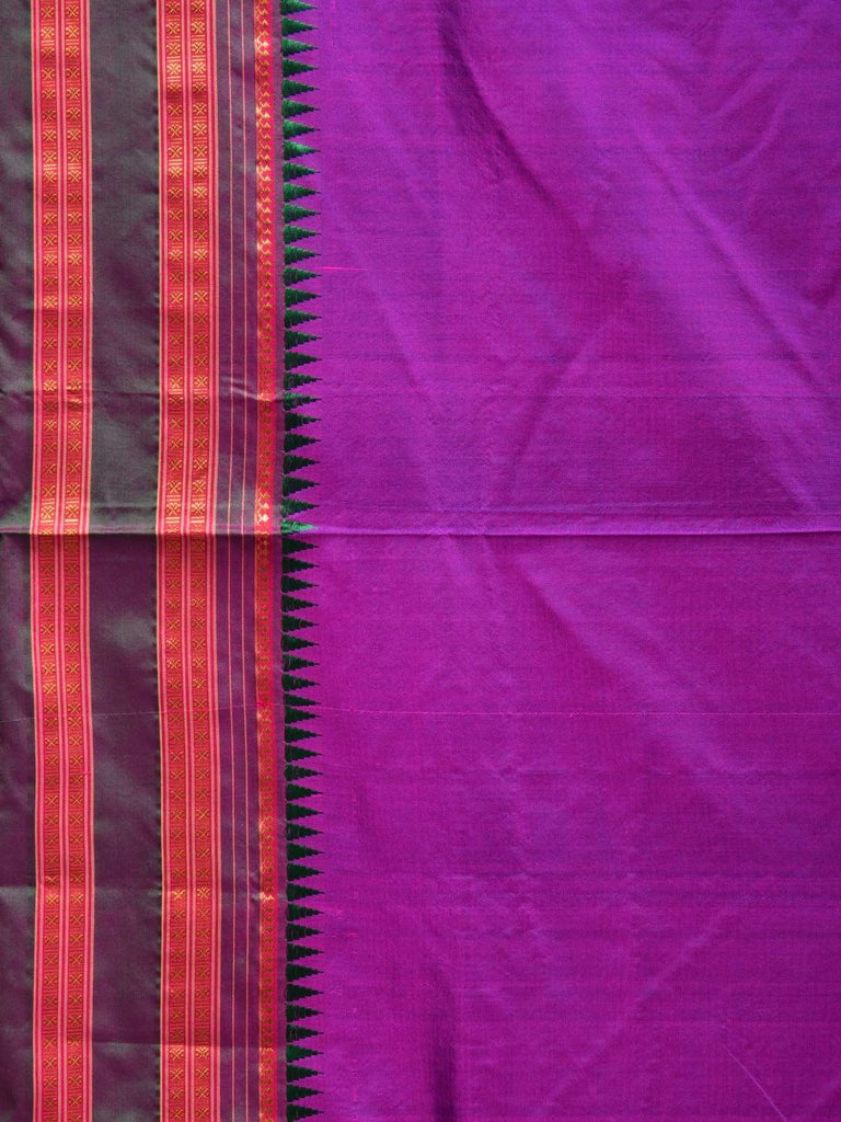 Purple Narayanpet Silk Handloom Plain Saree with Traditional Border Design No Blouse np0460