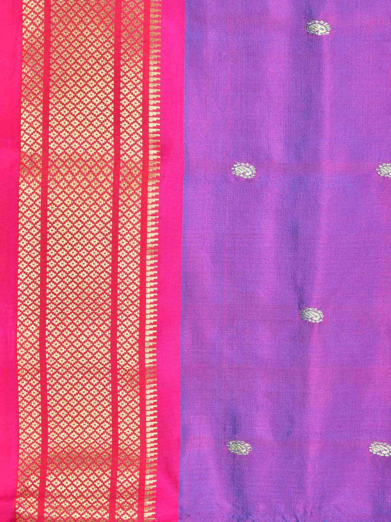 Purple Paithani Silk Handloom Saree with Double Pallu Design P0316
