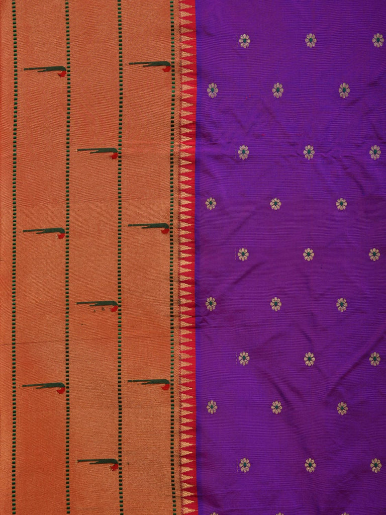 Purple Paithani Silk Handloom Saree with Triple Muniya Border Design p0436