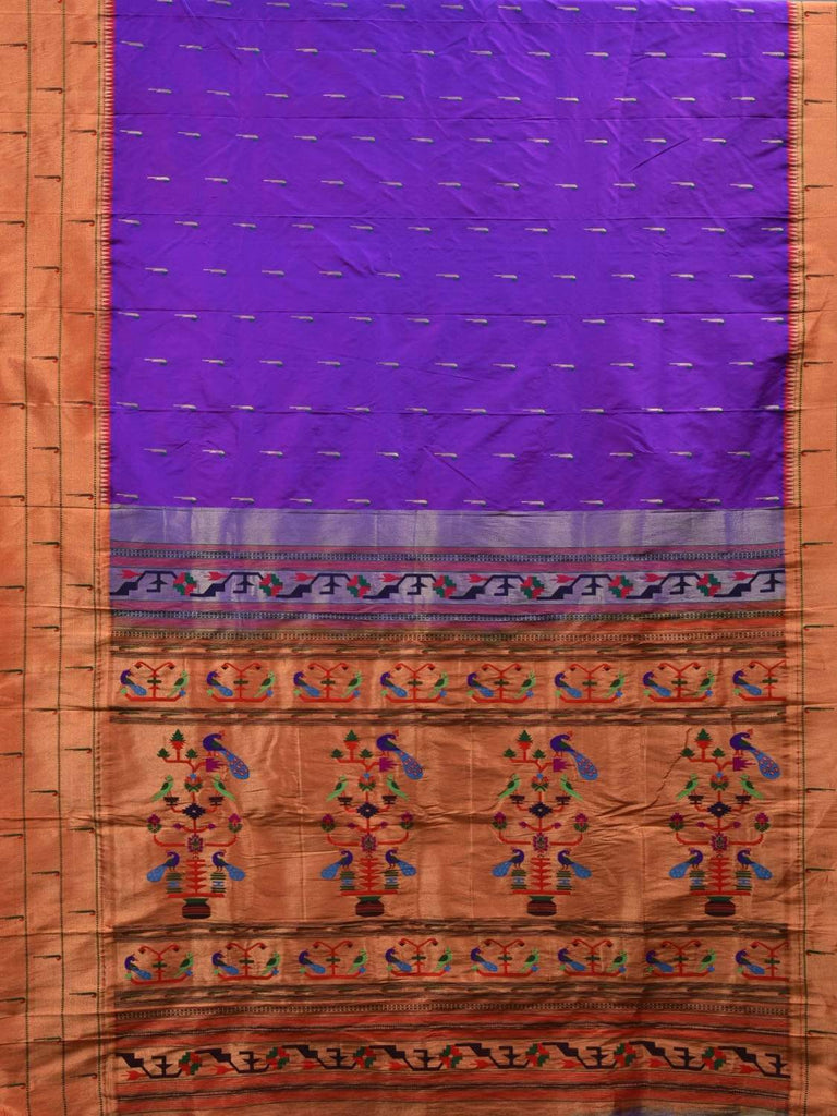 Purple Paithani Silk Handloom Saree with Triple Muniya Border Saree p0368