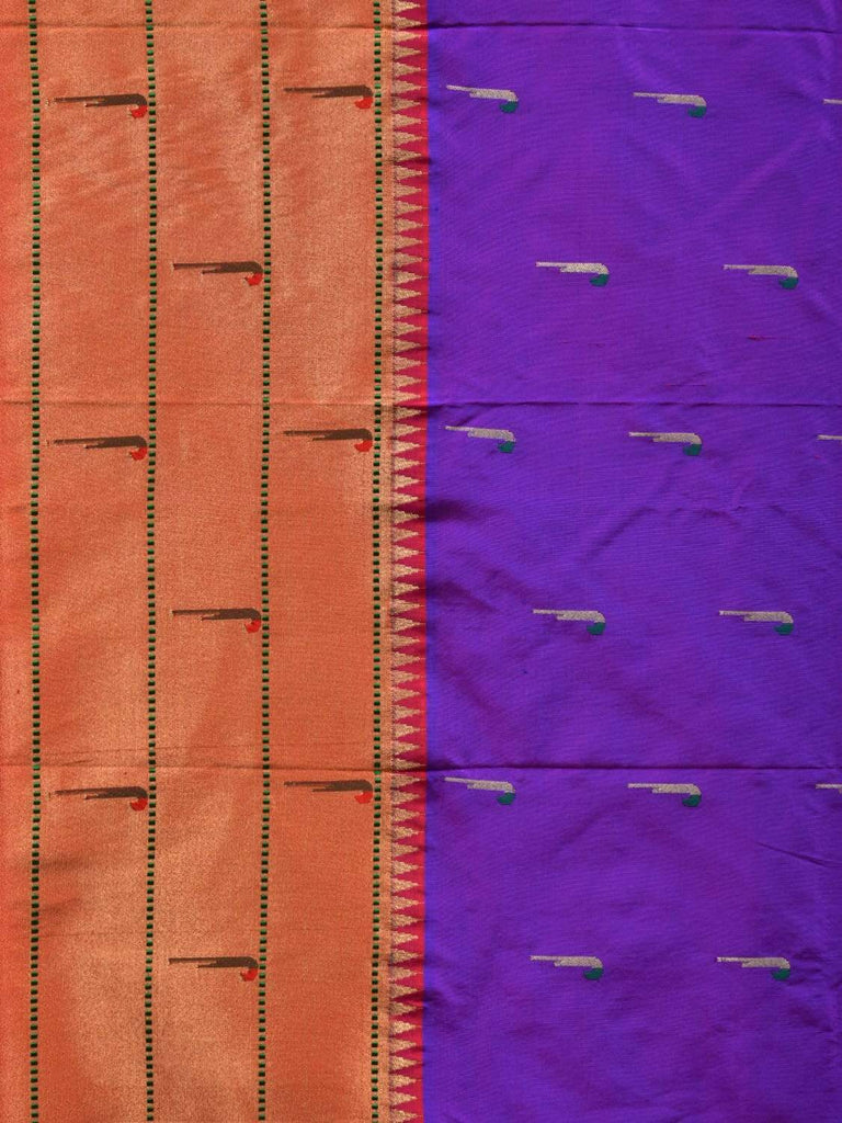 Purple Paithani Silk Handloom Saree with Triple Muniya Border Saree p0368