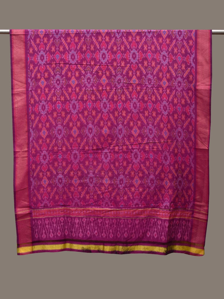 Purple Pochampally Ikat Cotton Silk Handloom Dupatta with Grill Design ds2775