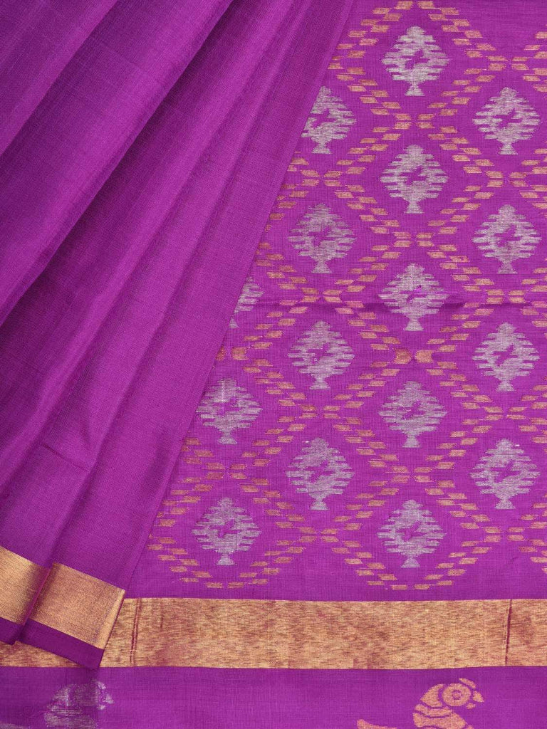 Purple Uppada Silk Handloom Saree with Birds and Jamdani Pallu Design u1678