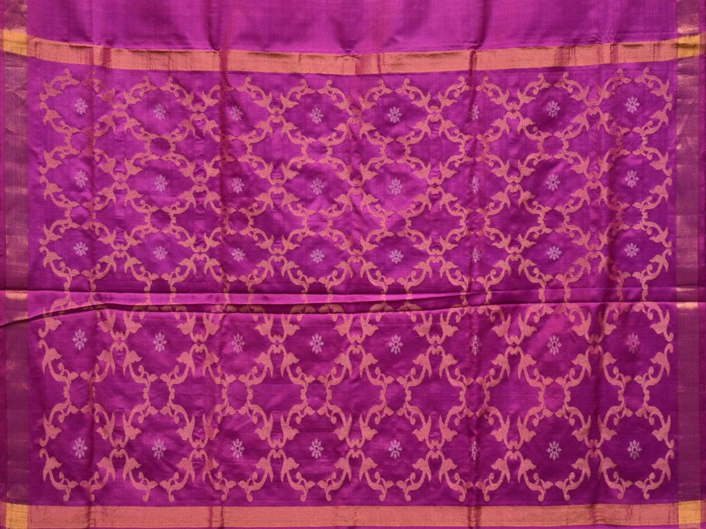 Purple Uppada Silk Handloom Saree with Grill Pallu Design u1742