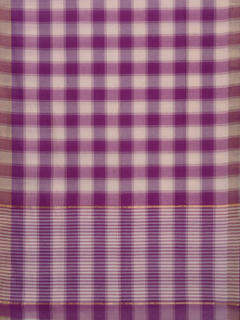 Purple Venkatagiri Cotton Handloom Saree with Checks Design No Blouse v0061