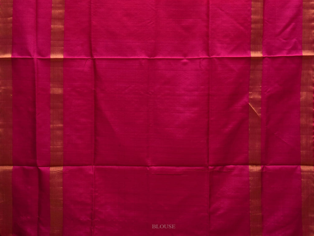 Red and Pink Uppada Silk Handloom Saree with Checks and Buta Design u1849