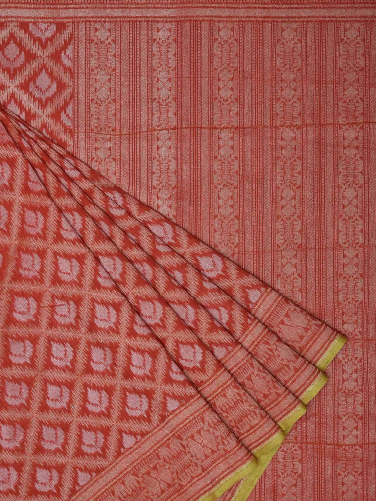 Red Banaras Cotton Handloom Saree with Cut Work Design b0253