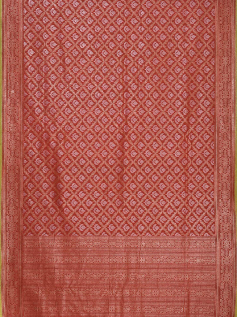 Red Banaras Cotton Handloom Saree with Cut Work Design b0253