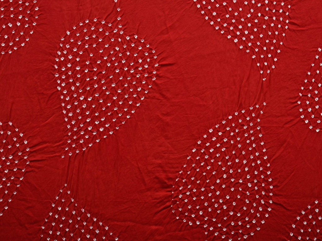 Red Bandhani Banaras Silk Dupatta with Leaves Design ds2948