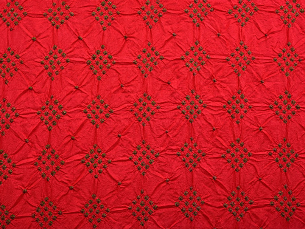 Red Bandhani Gadwal Silk Handloom Saree with Mango Pallu Design bn0391