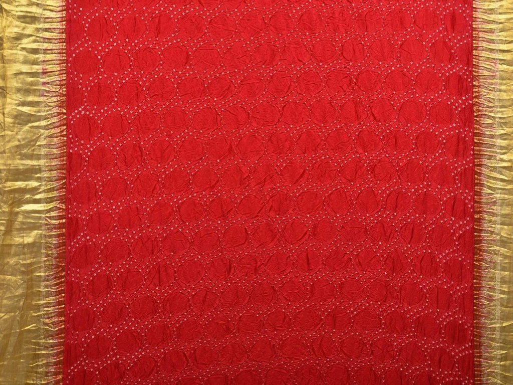 Red Bandhani Kanchipuram Silk Handloom Saree with Body Buta Design bn0247