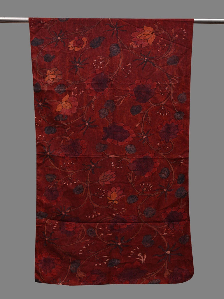 Red Kalamkari Hand Painted Silk Handloom Stole with Floral Design ds2629