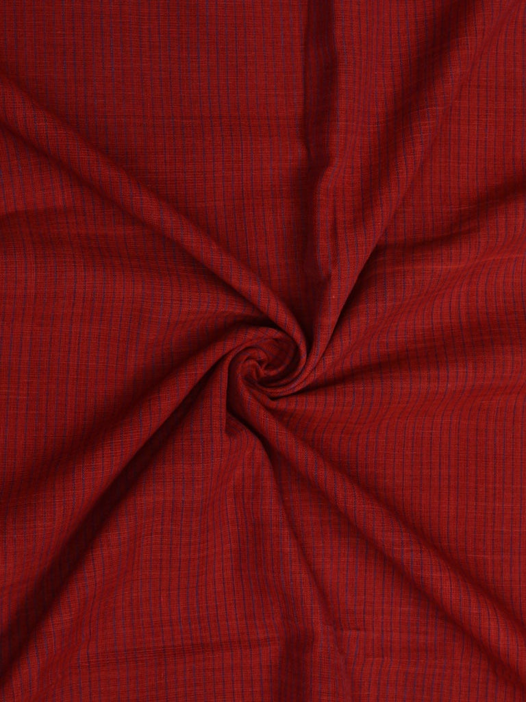 Red Khadi Cotton Natural Dye Handloom 2.5mts Fabric with Ganga-Jamuna Temple Border Design f0189