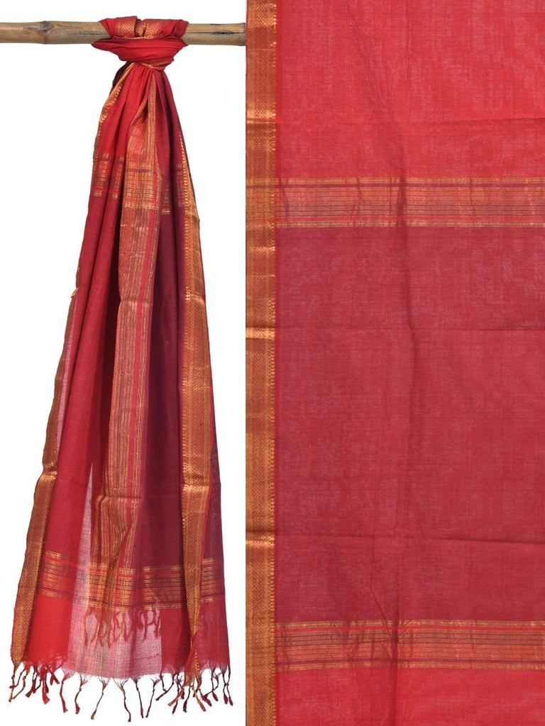 Red Mangalgiri Cotton Handloom Dupatta with Zari Border ds1853