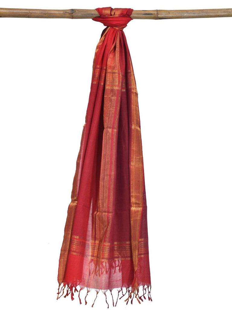 Red Mangalgiri Cotton Handloom Dupatta with Zari Border ds1853