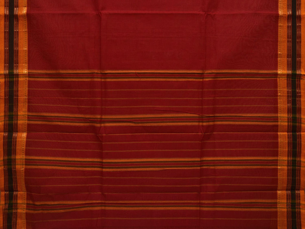 Red Narayanpet Cotton Handloom Saree with Checks Design No Blouse np0624