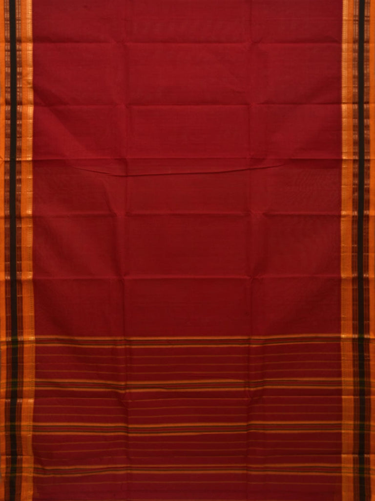 Red Narayanpet Cotton Handloom Saree with Checks Design No Blouse np0624