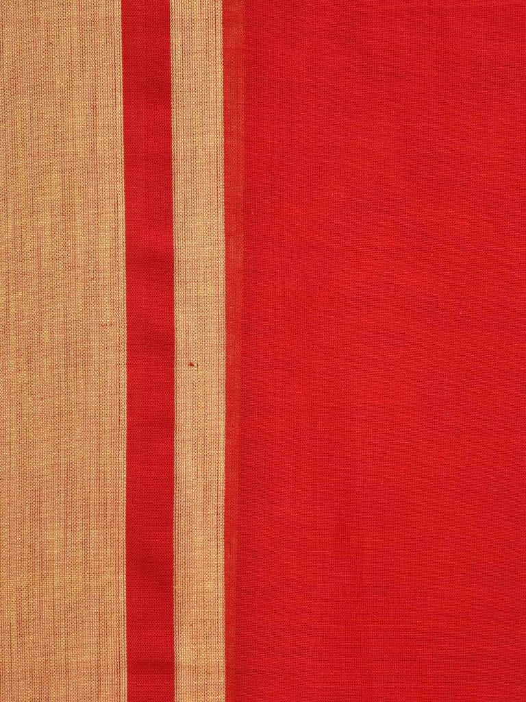 Red Organic Cotton Handloom Plain Saree o0247