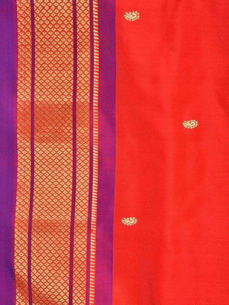 Red Paithani Silk Handloom Saree with Double Pallu Design P0315