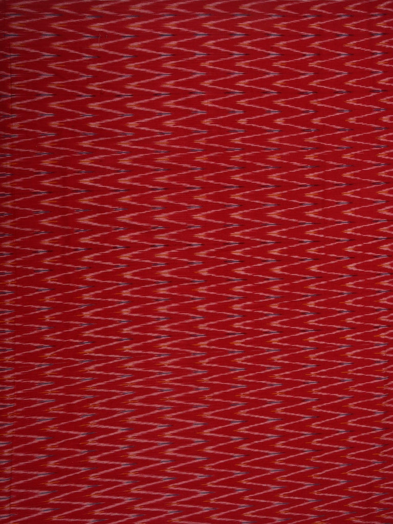 Red Pochampally Ikat Cotton Handloom 2.5mts Fabric With Zig-Zag Design f0181