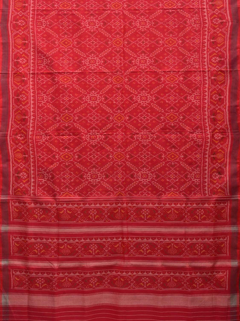 Red Pochampally Ikat Cotton Handloom Saree with Grill Design i0627