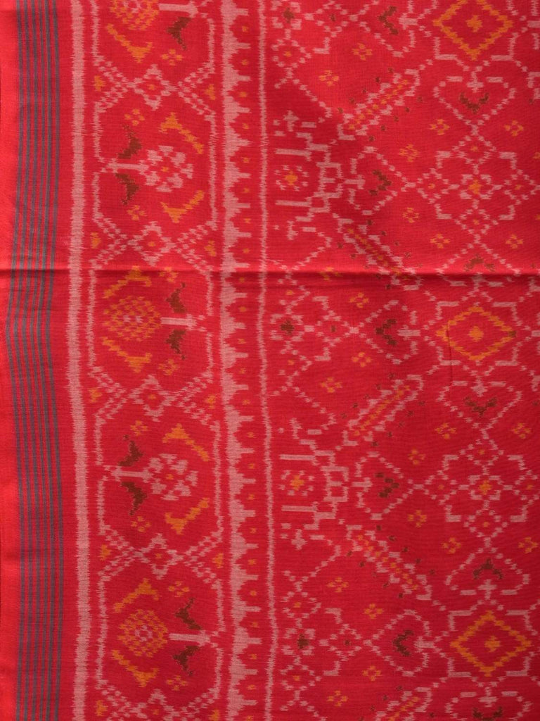 Red Pochampally Ikat Cotton Handloom Saree with Grill Design i0627