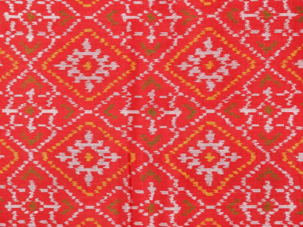 Red Pochampally Ikat Silk Handloom Saree with Pan Patola Design i0519