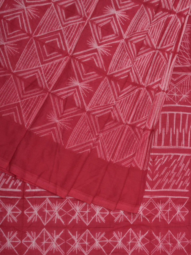 Red Shibori Cotton Silk Saree with All Over Design o0369