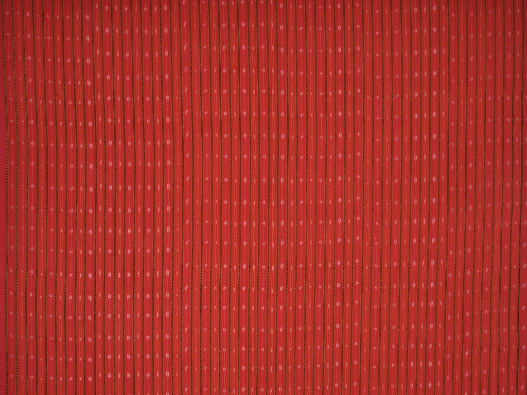 Red Single Ikat Cotton Handloom Fabric With Strips Design F0049
