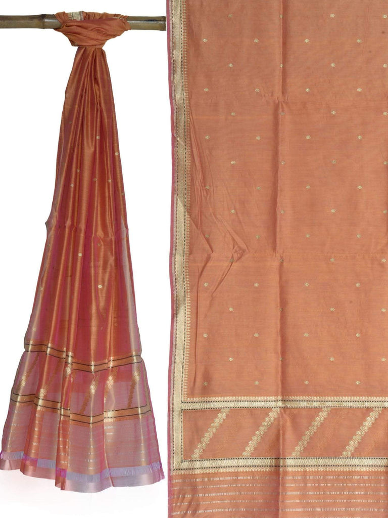 Rust Banaras Cotton Silk Handloom Dupatta with Zari Border ds1644