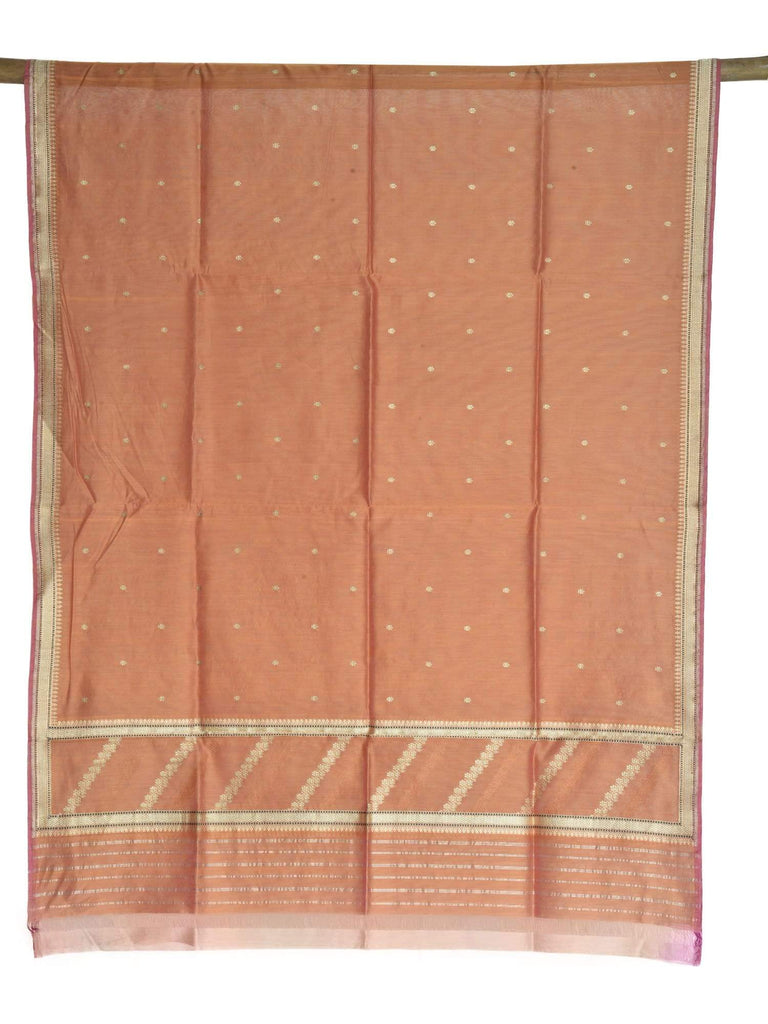 Rust Banaras Cotton Silk Handloom Dupatta with Zari Border ds1644