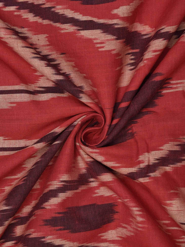 Rust Ikat Cotton Handloom Fabric With Indonesian Design F0100